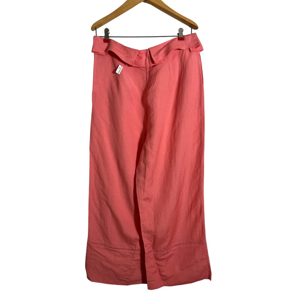 CULT GAIA High Waist Linen Cropped Wide Leg Pant in Magnolia - Picture 4 of 12